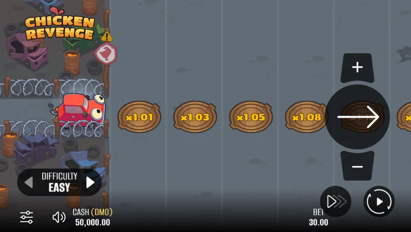 Chicken Revenge - main game screen with the chasing chickens